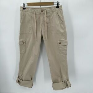 LL BEAN Pants Womens 6 Reg Favorite Fit Cargo Pockets Capri Convertible-spots